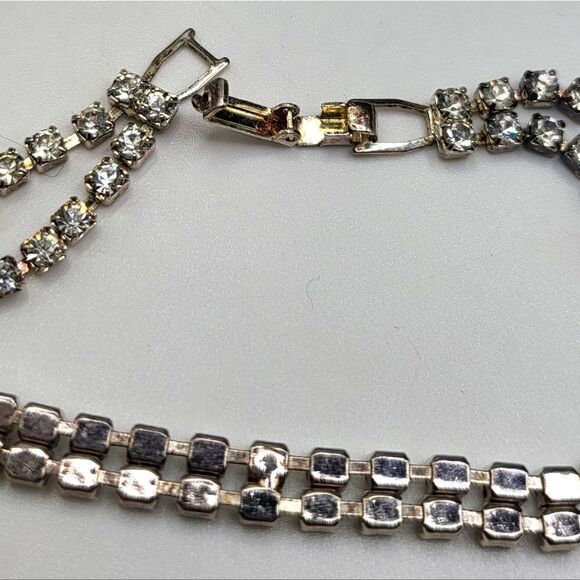 "5/$25" Silvertone Aqua and Clear Rhinestone Cocktail Necklace - Picture 9 of 9